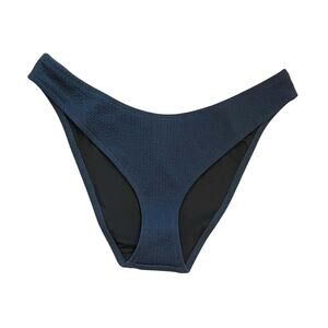 J. Crew High Leg Textured Bikini Swim Bottom Navy Blue Size Large NEW